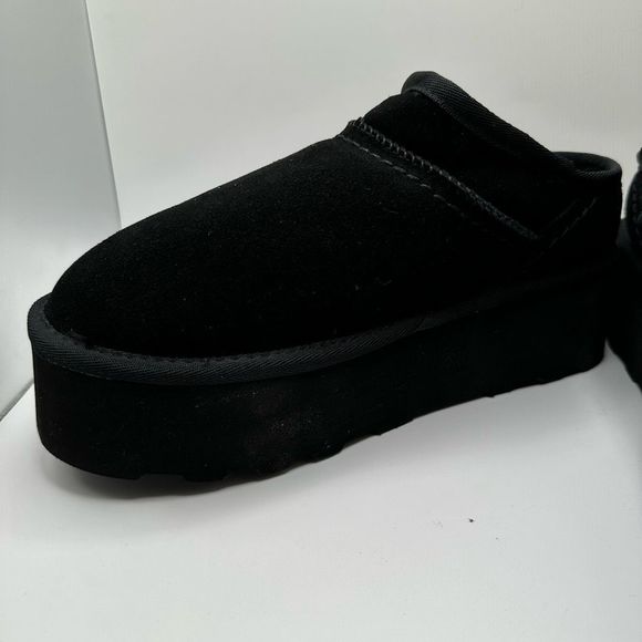 CUSHIONAIRE Women's Genuine Suede Cozy Mule Platform +Memory Foam 7 BLACK - Picture 7 of 7